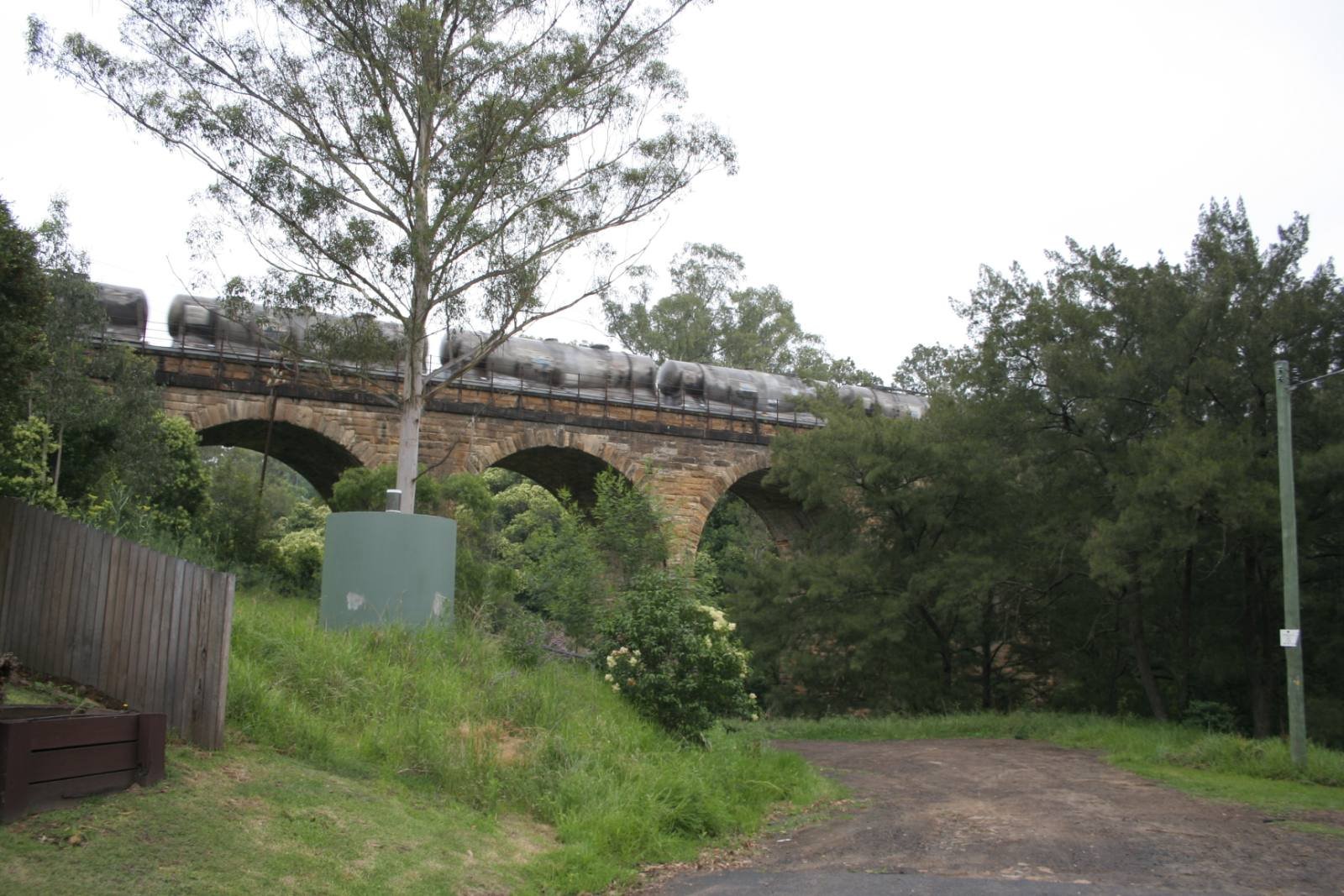 The sandstone arches of the Picton railway viaduct over Stonequarry Creek